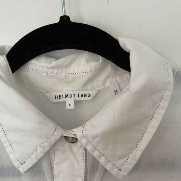 Helmet Lang Lawn Cotton Hidden Button-up White Shirt Size: Large - Picture 4 of 13